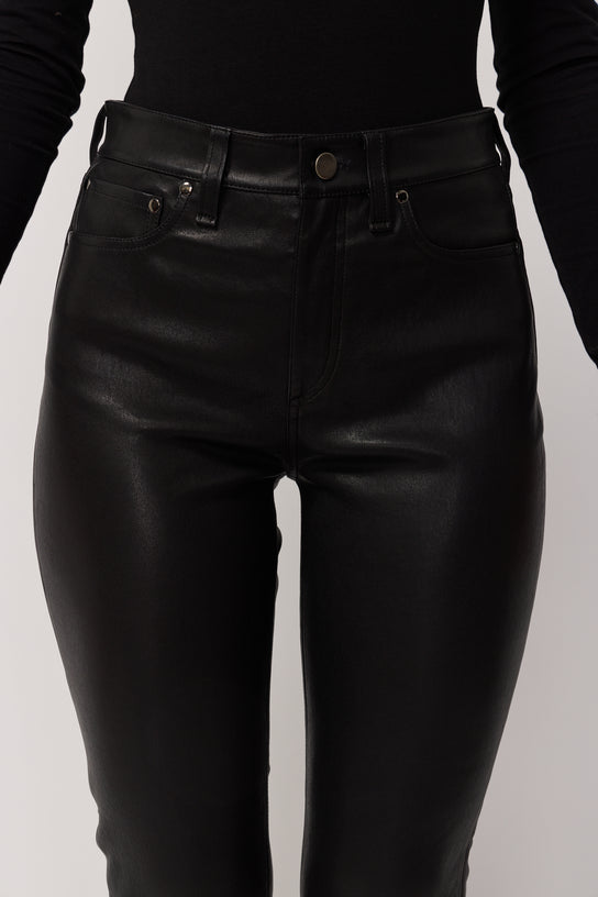 Acquaverde Pantalon Denver En Cuir Véritable - Black