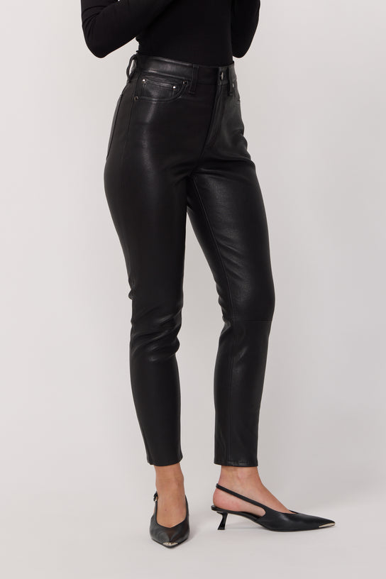 Acquaverde Pantalon Denver En Cuir Véritable - Black
