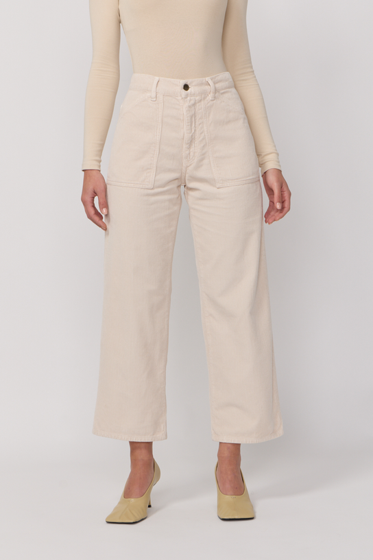 Acquaverde Pantalon Eddy En Velours - Cream