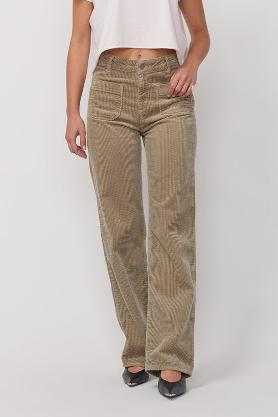 Acquaverde Pantalon Melvil En Velours - Argile