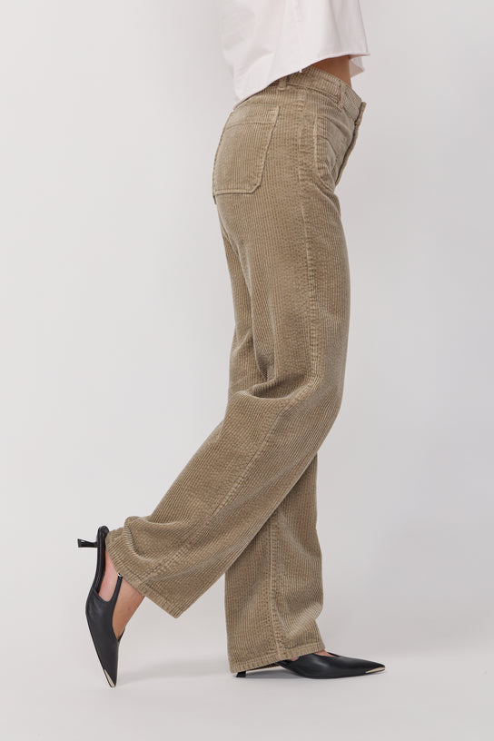 Acquaverde Pantalon Melvil En Velours - Argile