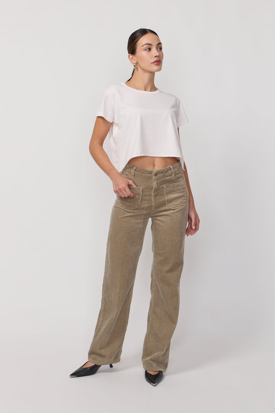 Acquaverde Pantalon Melvil en Velours - Argile