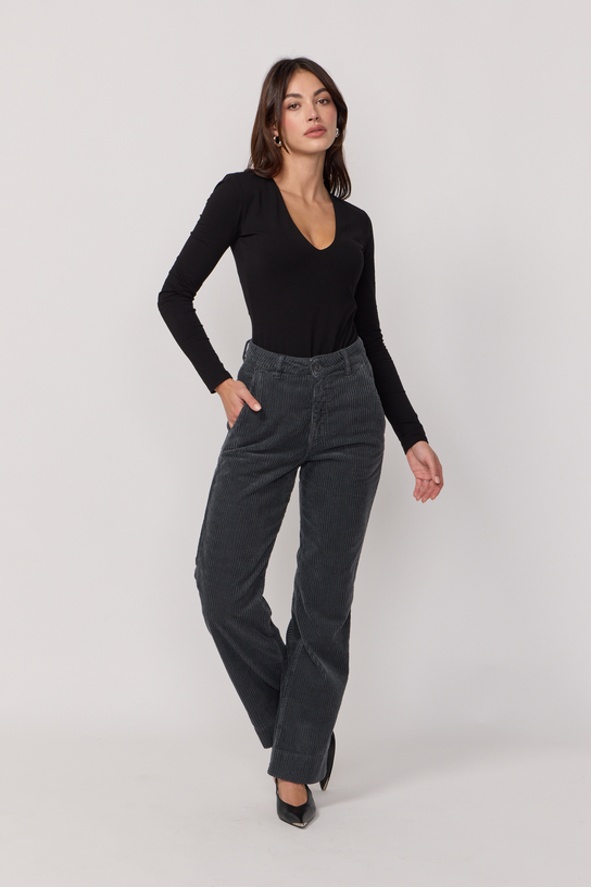 Acquaverde Pantalon Paltrow Velours - Anthracite