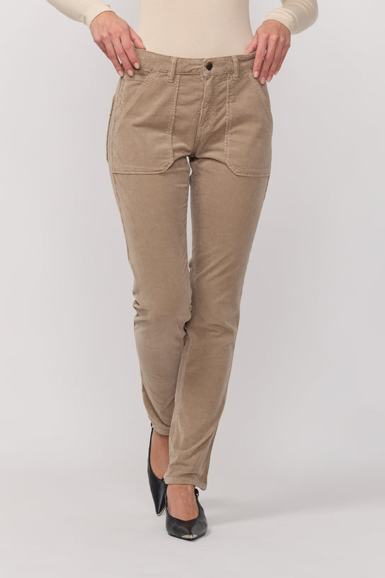 Acquaverde Pantalon Pierce En Velours - Argile