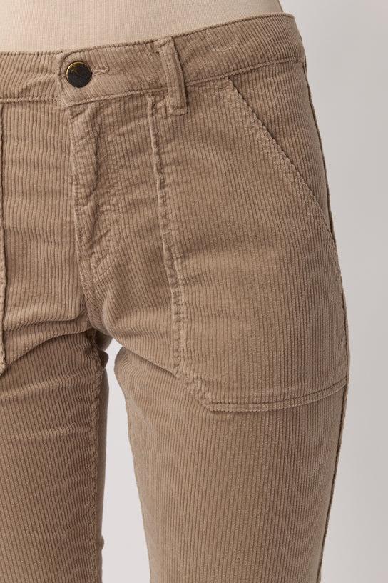 Acquaverde Pantalon Pierce En Velours - Argile