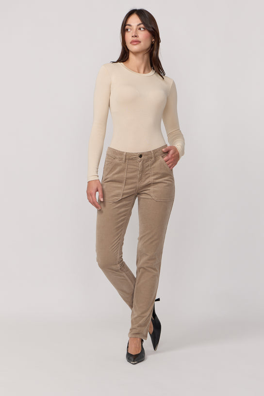 Acquaverde Pantalon Pierce en Velours - Argile