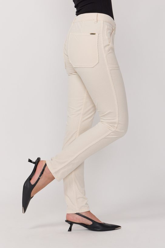 Acquaverde Pantalon Pierce En Velours - Cream