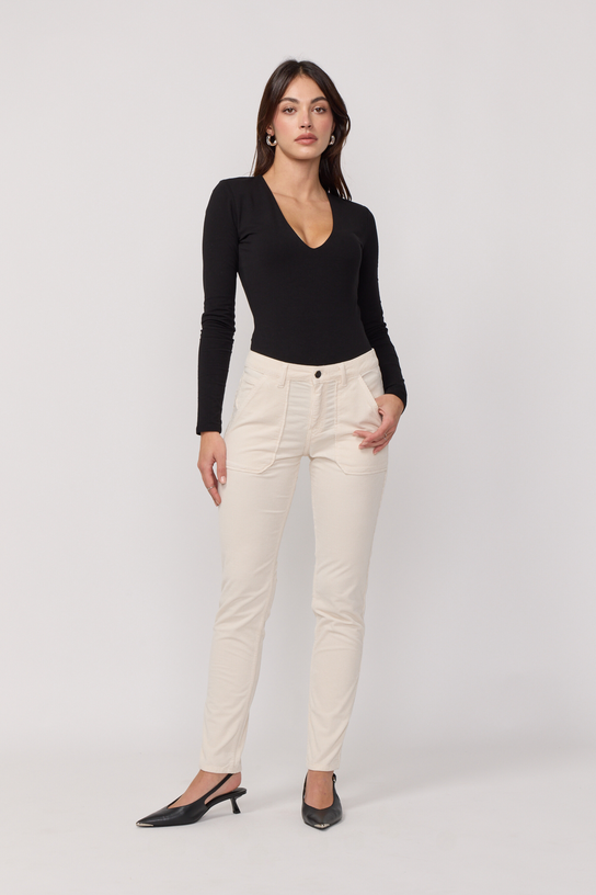 Acquaverde Pantalon Pierce En Velours - Cream