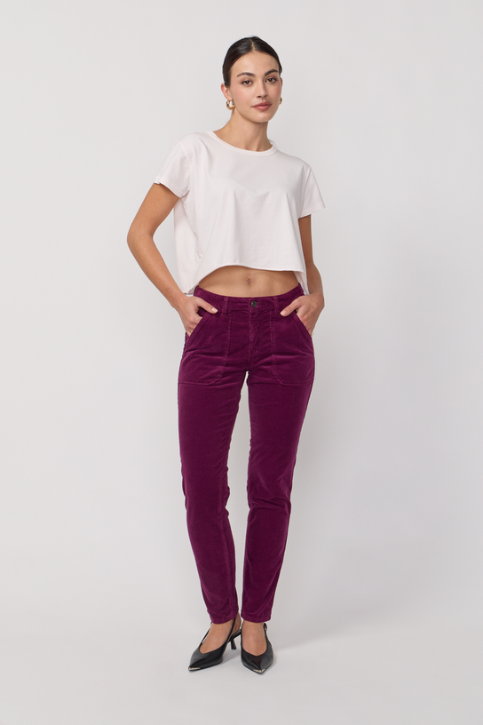 Acquaverde Pantalon Pierce en Velours - Figue