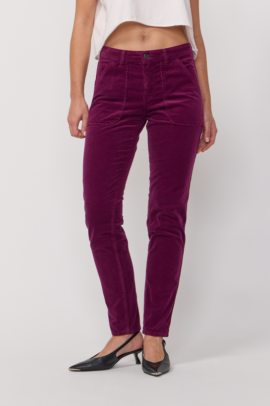 Acquaverde Pantalon Pierce En Velours - Figue