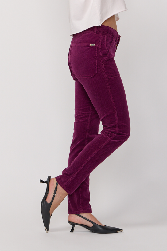 Acquaverde Pantalon Pierce En Velours - Figue