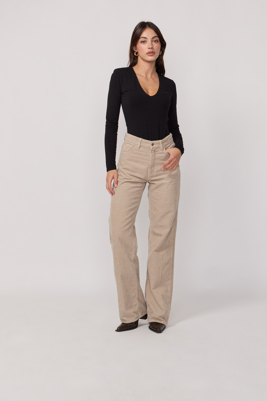 Acquaverde Pantalon Richie en Velours - Beige