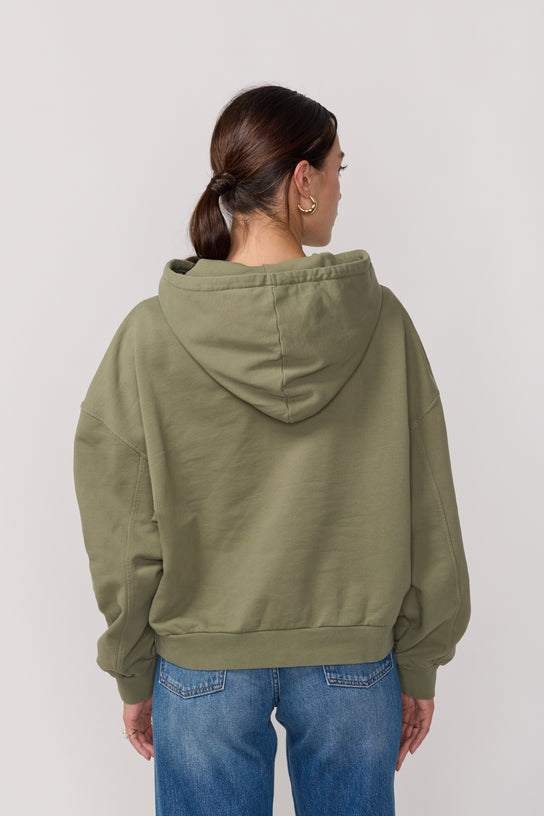 Acquaverde Pull à Capuche Style Boxy - Light Kaki