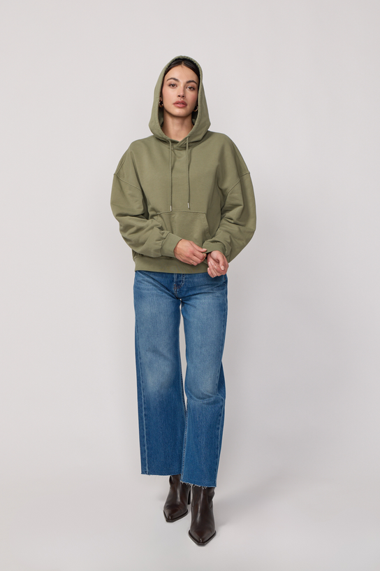 Acquaverde Pull à Capuche Style Boxy - Light Kaki