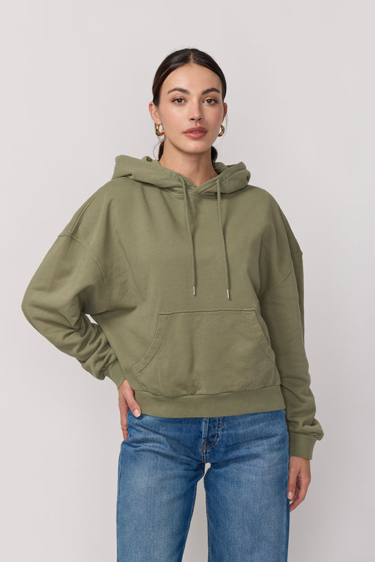 Acquaverde Pull à Capuche Style Boxy - Light Kaki