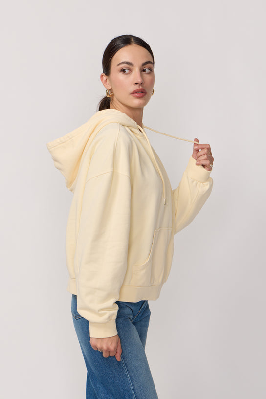 Acquaverde Pull à Capuche Style Boxy - Pale Yellow