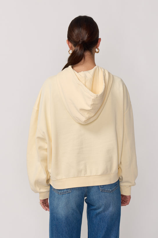 Acquaverde Pull à Capuche Style Boxy - Pale Yellow