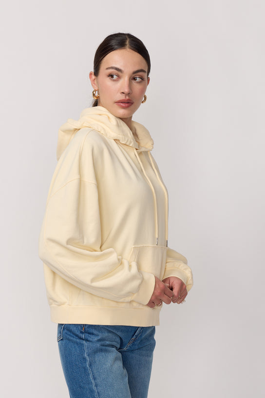 Acquaverde Pull à Capuche Style Boxy - Pale Yellow