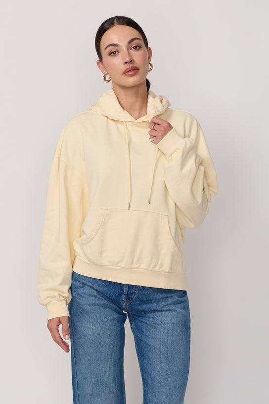 Acquaverde Pull à Capuche Style Boxy - Pale Yellow