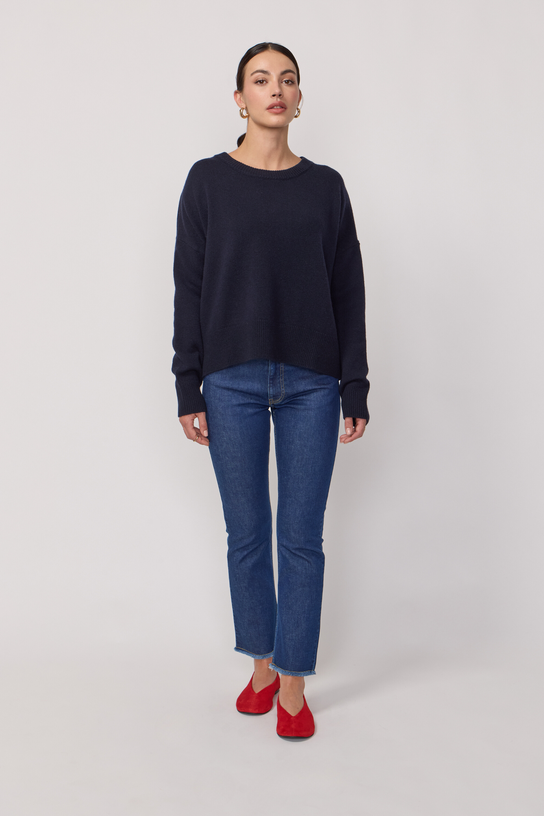 Acquaverde Pull Classique Col Rond - Encre Et Orange