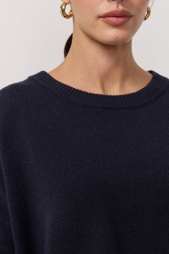 Acquaverde Pull Classique Col Rond - Encre Et Orange