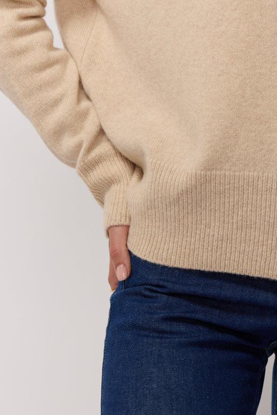 Acquaverde Pull Col Roulé Coupe Droite - Beige