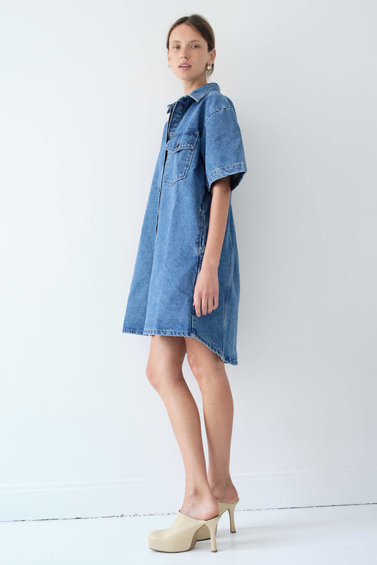 Acquaverde Robe Tunique Alix En Jean - Vintage Worn