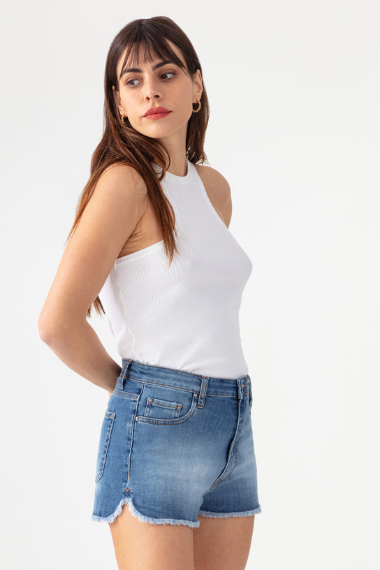 Acquaverde Short Luigi En Jean - Worn