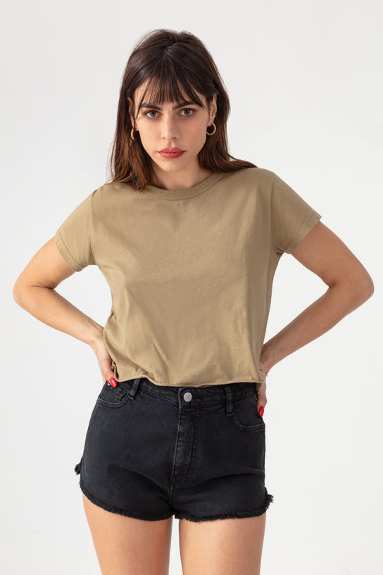 Acquaverde T-shirt Court à Effet Usé - New Army