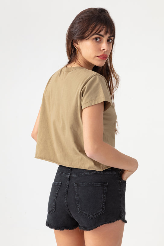 Acquaverde T-shirt Court à Effet Usé - New Army