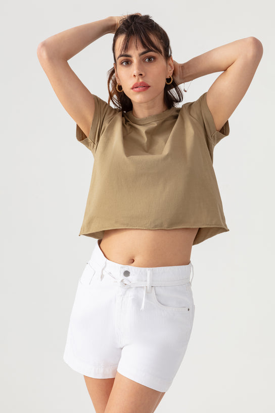 Acquaverde T-shirt Court à Effet Usé - New Army