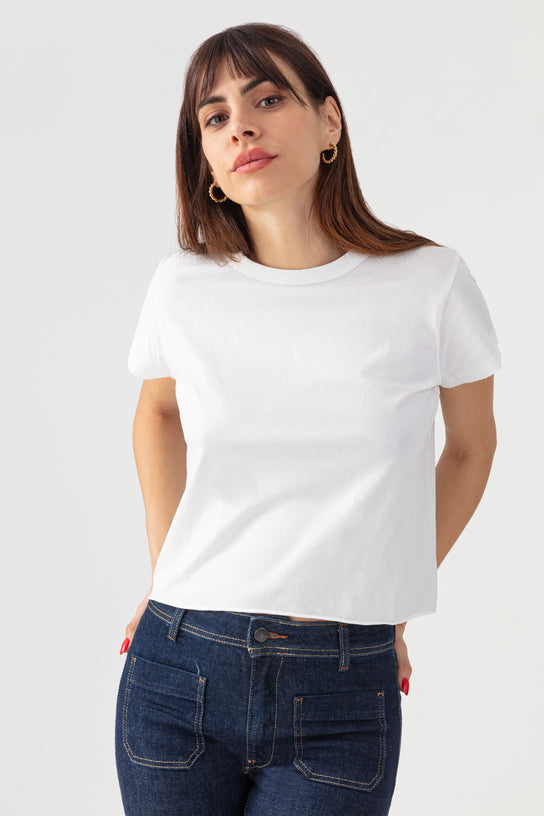 Acquaverde T-shirt Court à Effet Usé - Off White