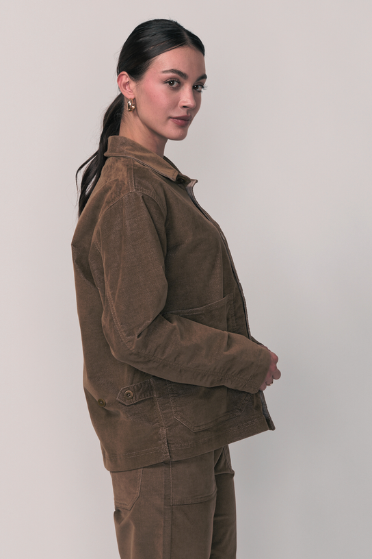 Acquaverde Veste Abby En Velours Velvet - Tabac