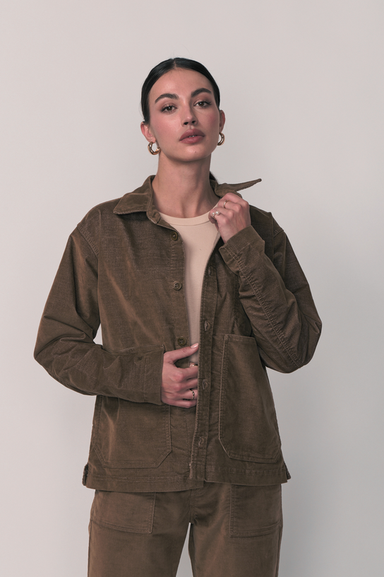 Acquaverde Veste Abby En Velours Velvet - Tabac