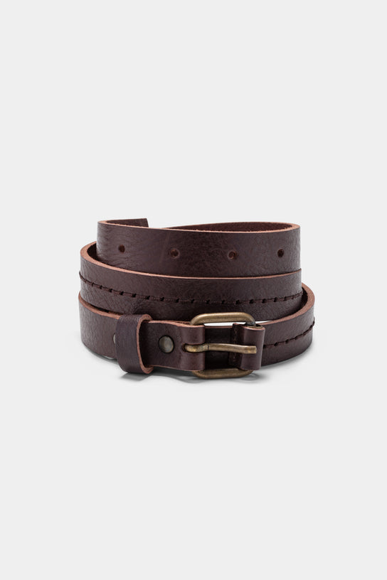 Acquaverde Ceinture fine en cuir véritable - Chocolat