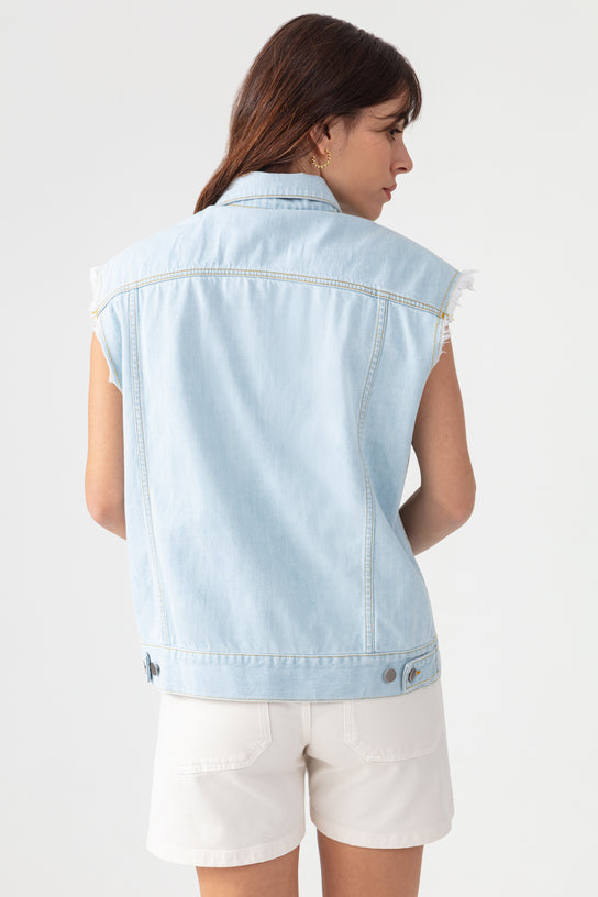 Acquaverde Gilet Karly En Jean Délavé - Ultra Bleached