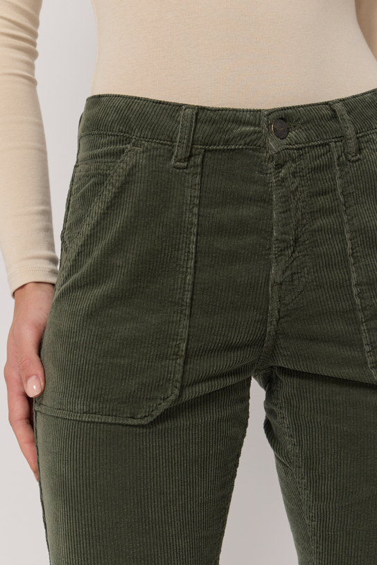Acquaverde Pantalon Pierce En Velours - Military Kaki