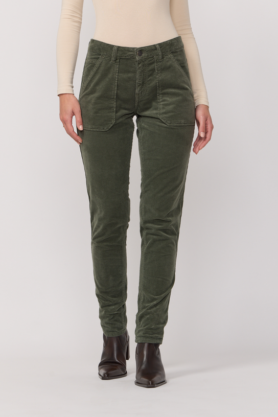 Acquaverde Pantalon Pierce En Velours - Military Kaki