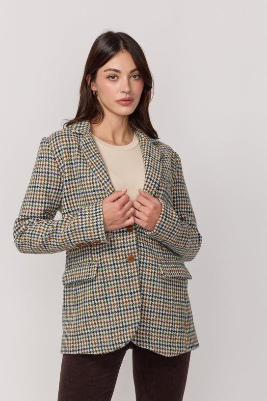 Acquaverde Veste Ralph en Laine à Motif Pied de Poule - Green