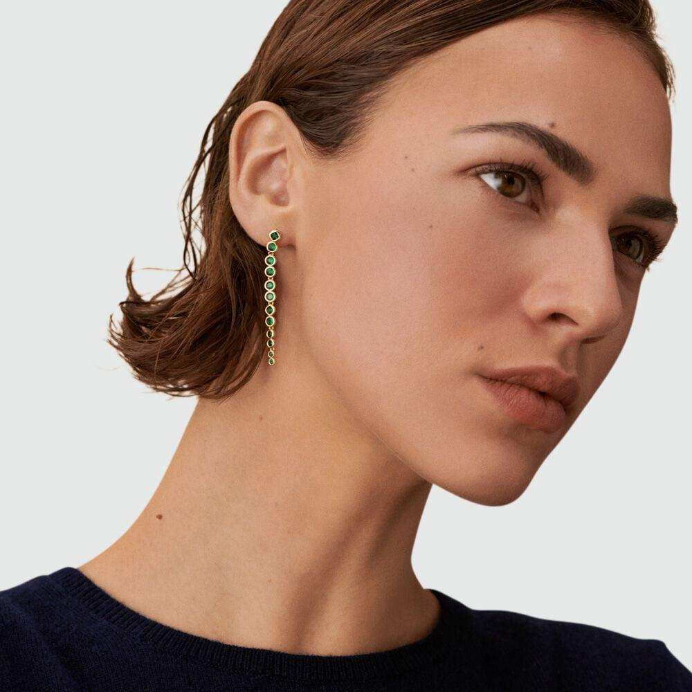 Agatha Boucles D'oreilles Pendantes ADAMAS - Vert / Doré 02380673-658-TU