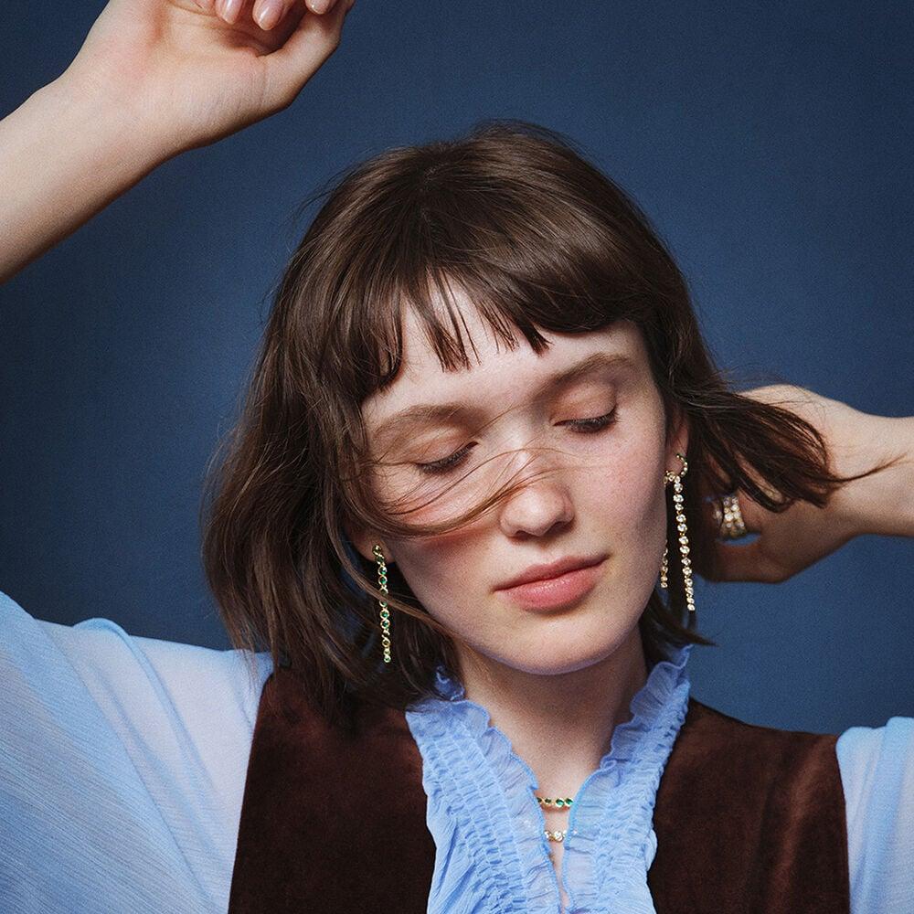 Agatha Boucles D'oreilles Pendantes ADAMAS - Vert / Doré 02380673-658-TU