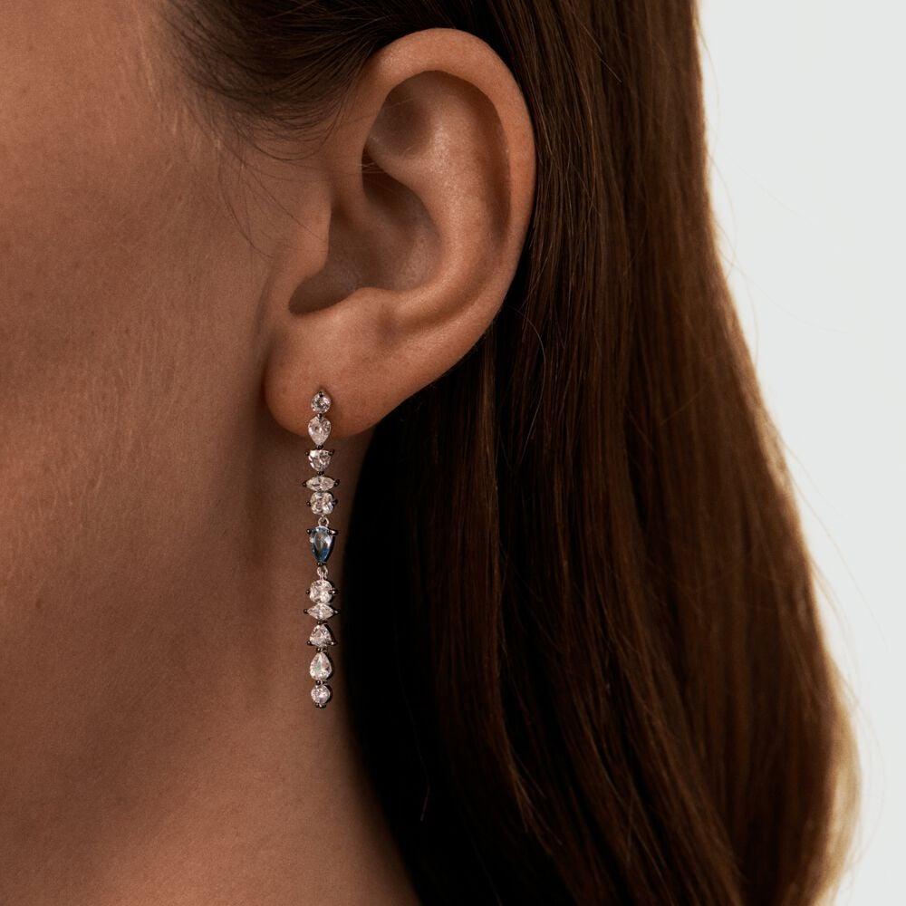 Agatha Boucles D'oreilles Pendantes JACKIE - Argenté / Bleu Aquamarine 02321203-073-TU