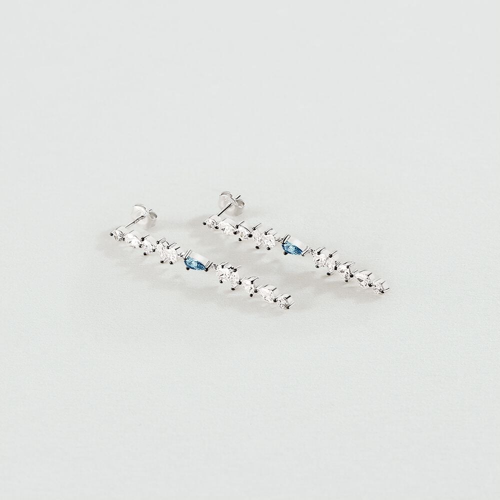 Agatha Boucles d'oreilles pendantes JACKIE - Argenté / Bleu aquamarine 02321203-073-TU