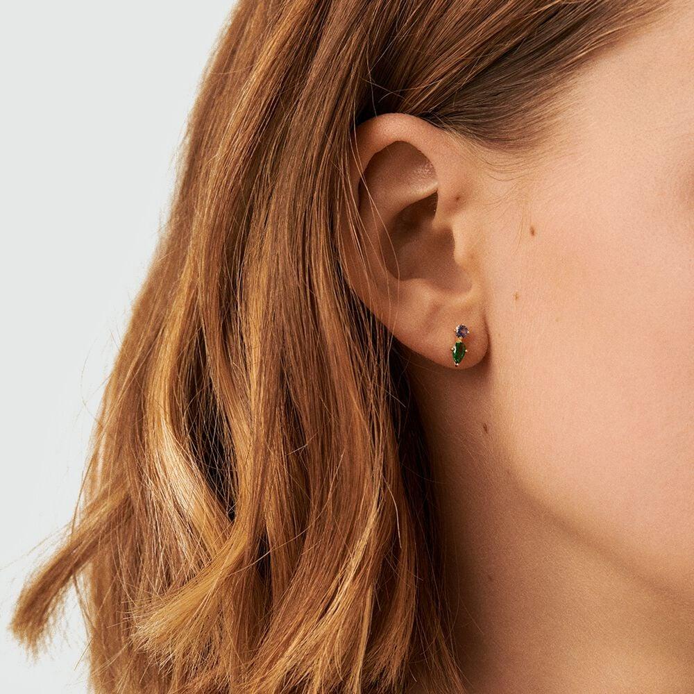Agatha Boucles D'oreilles Puces ASTRE - Vert / Doré 02390785-658-TU