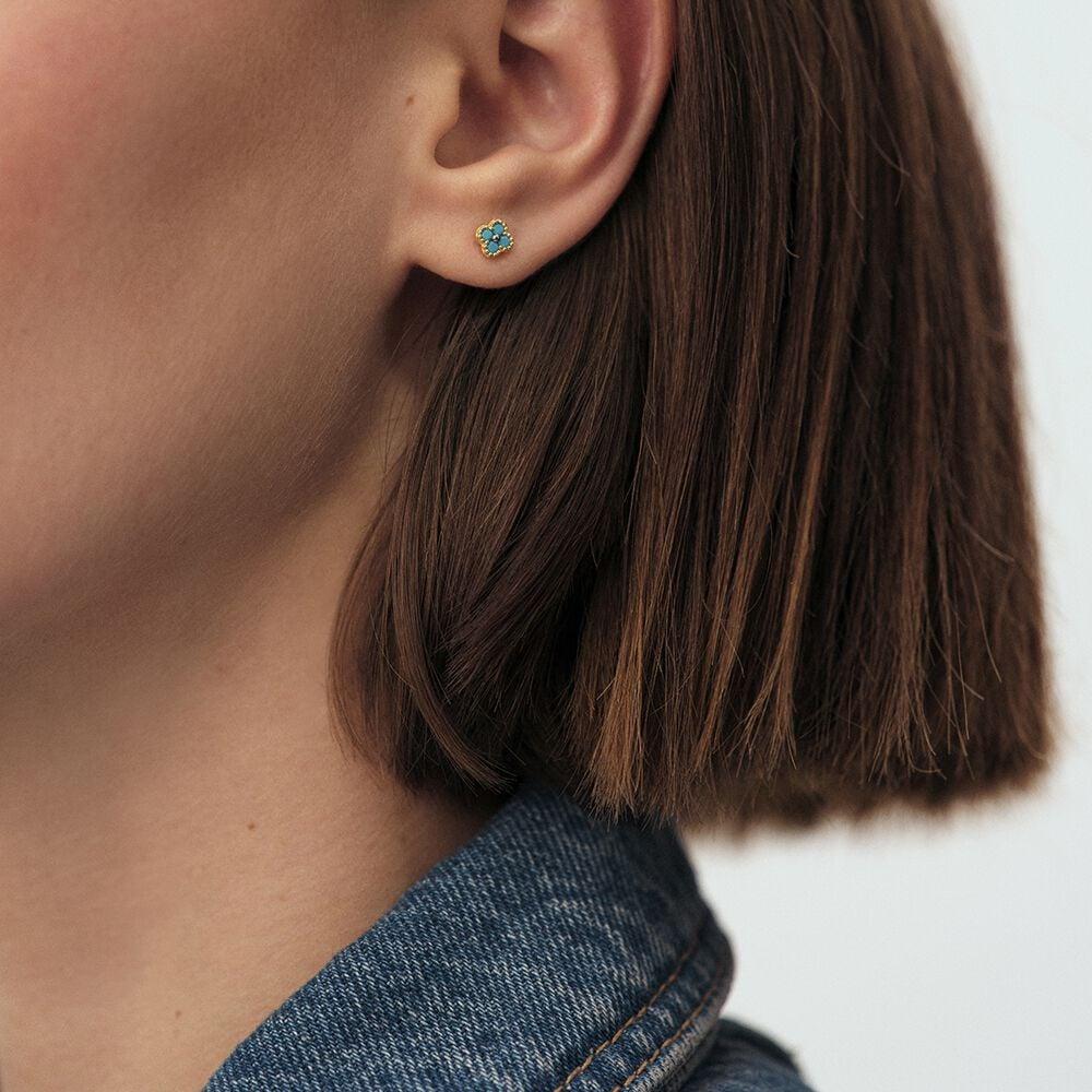 Agatha Boucles D'oreilles Puces BELOVED - Turquoise / Doré 02390402-731-TU