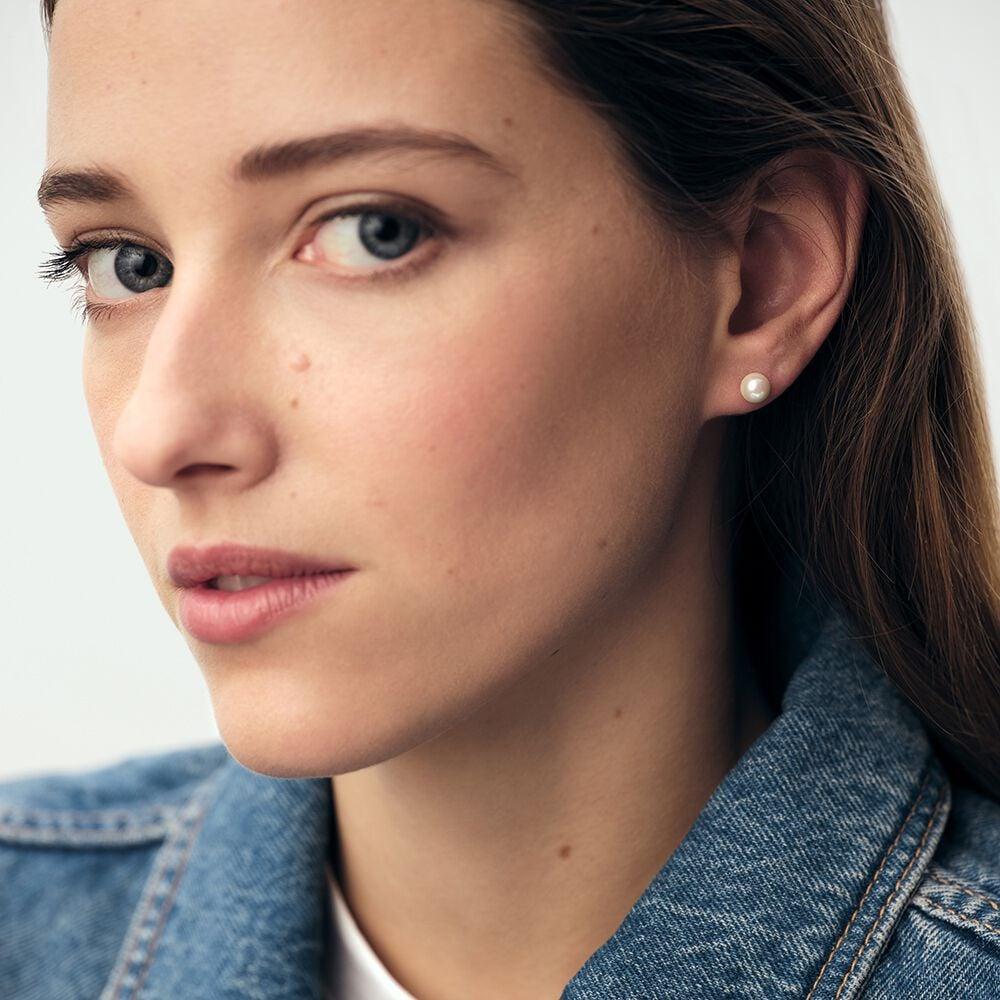 Agatha Boucles D'oreilles Puces PERLYS - Perle / Argenté 02320495-293-TU