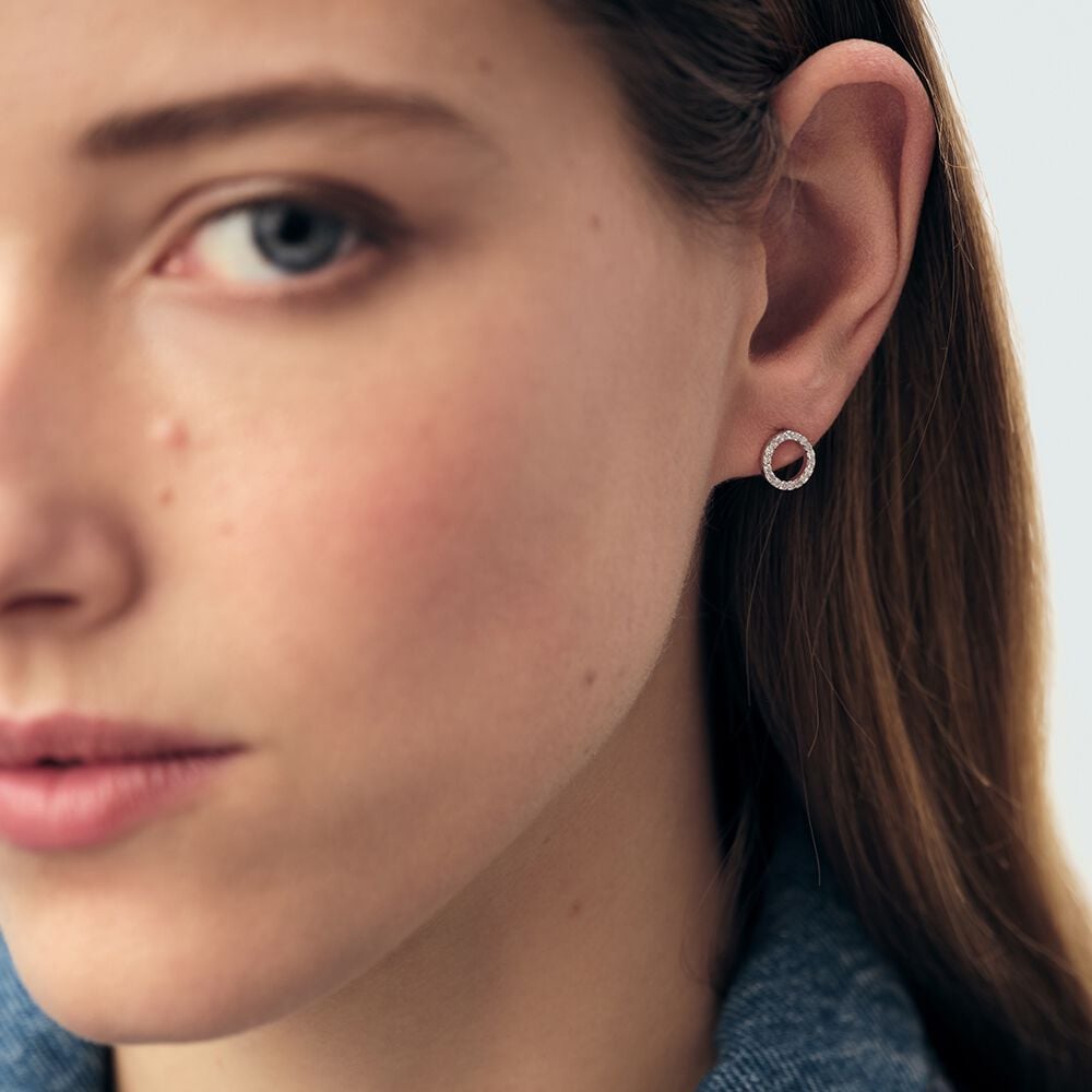 Agatha Boucles D'oreilles Puces RONDOU - Cristal / Argenté 02321297-136-TU