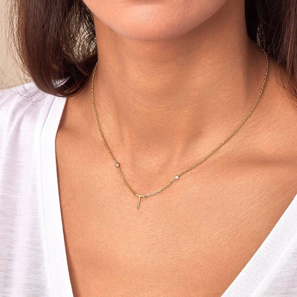 Agatha Collier Ras Du Cou LETTRE T - Cristal / Doré 02670186-137-TU