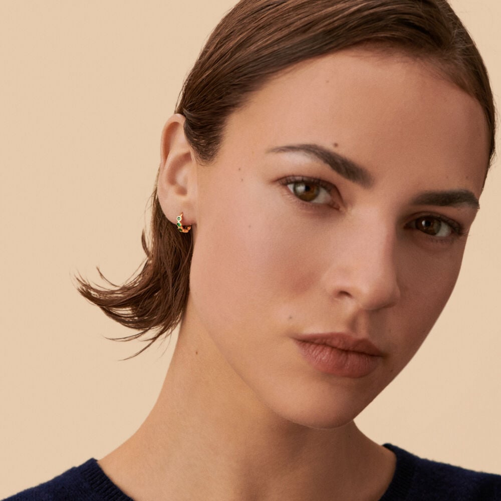 Agatha Piercing Créole LEINA - Vert / Doré 02390528-658-TU