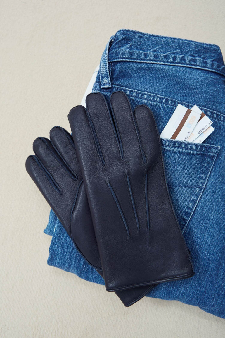 Agnelle Gant Homme En Cuir Doublé Lapin Oscar